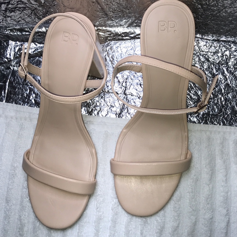 bp Beige Minimalist Ankle-Strap Sandals